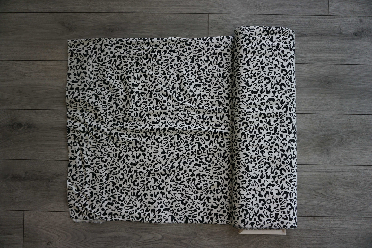 Black & White Leopard Print Stretch Cotton Fabric