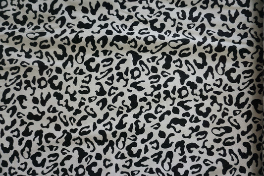 Black & White Leopard Print Stretch Cotton Fabric