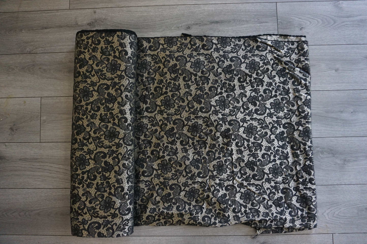 Black and Gold Floral Brocade