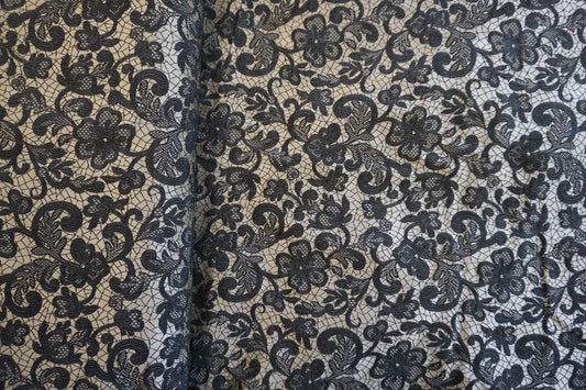 Black and Gold Floral Brocade