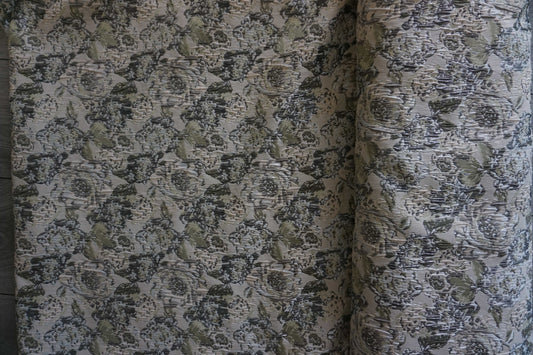 Pistachio, Cream & Silver Floral Brocade