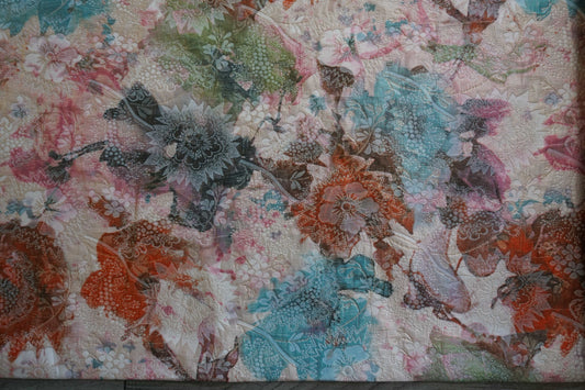 Vibrant Multi-Colour Brocade with Silver Shimmer