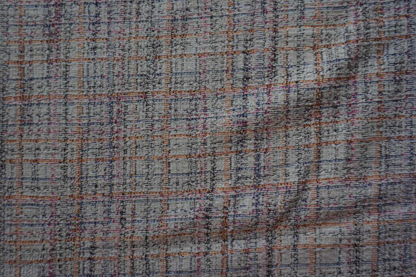 Cream & Cerise Check Tweed Fabric