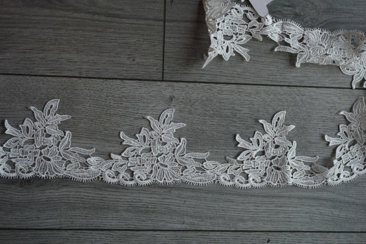 Floral Embroidered Lace Trim – Light Ivory