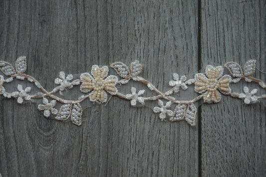 Floral Embroidery Sequinned Beaded Lace Trim