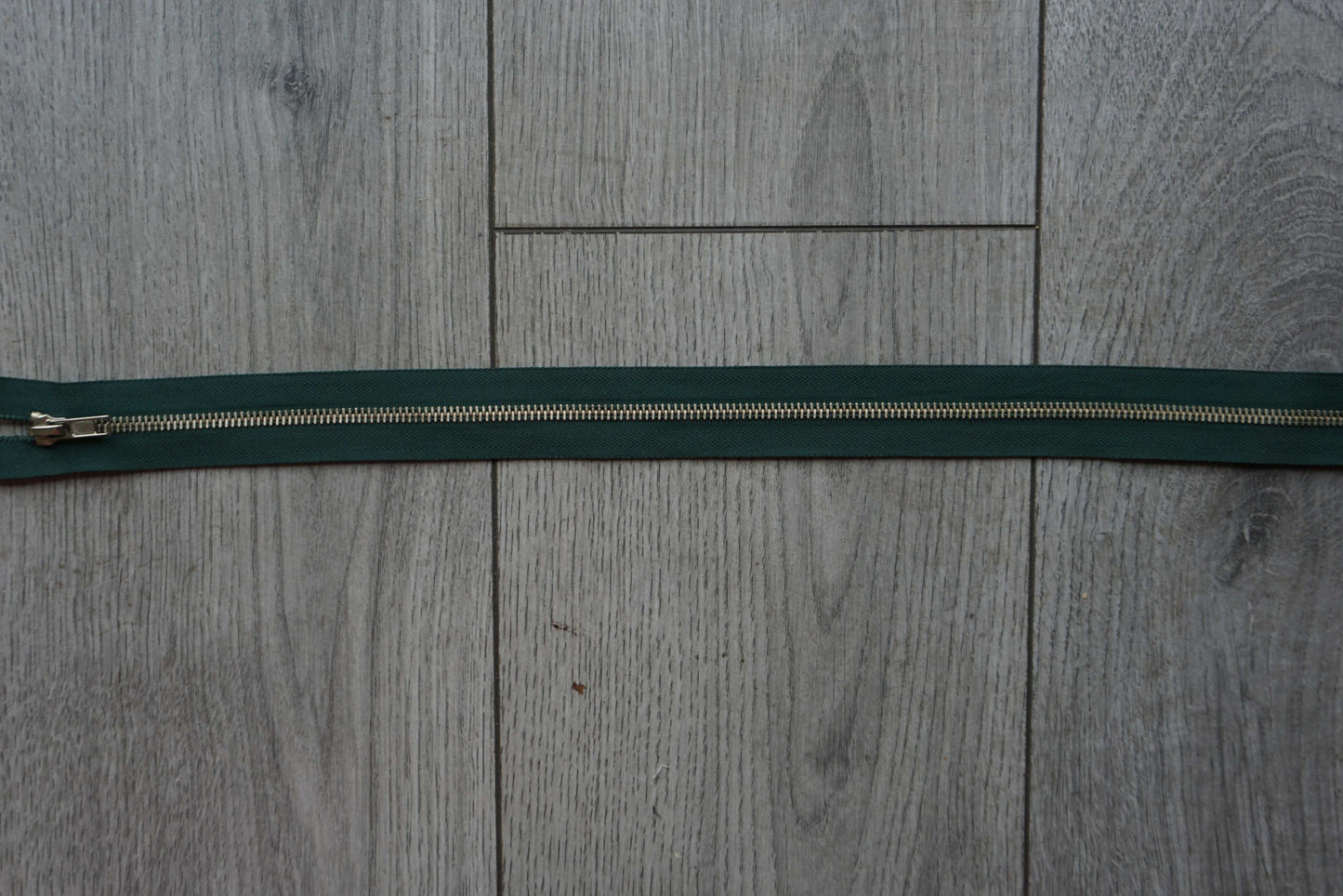 Open-Ended Dark Green Zipper with Brass Metal Teeth