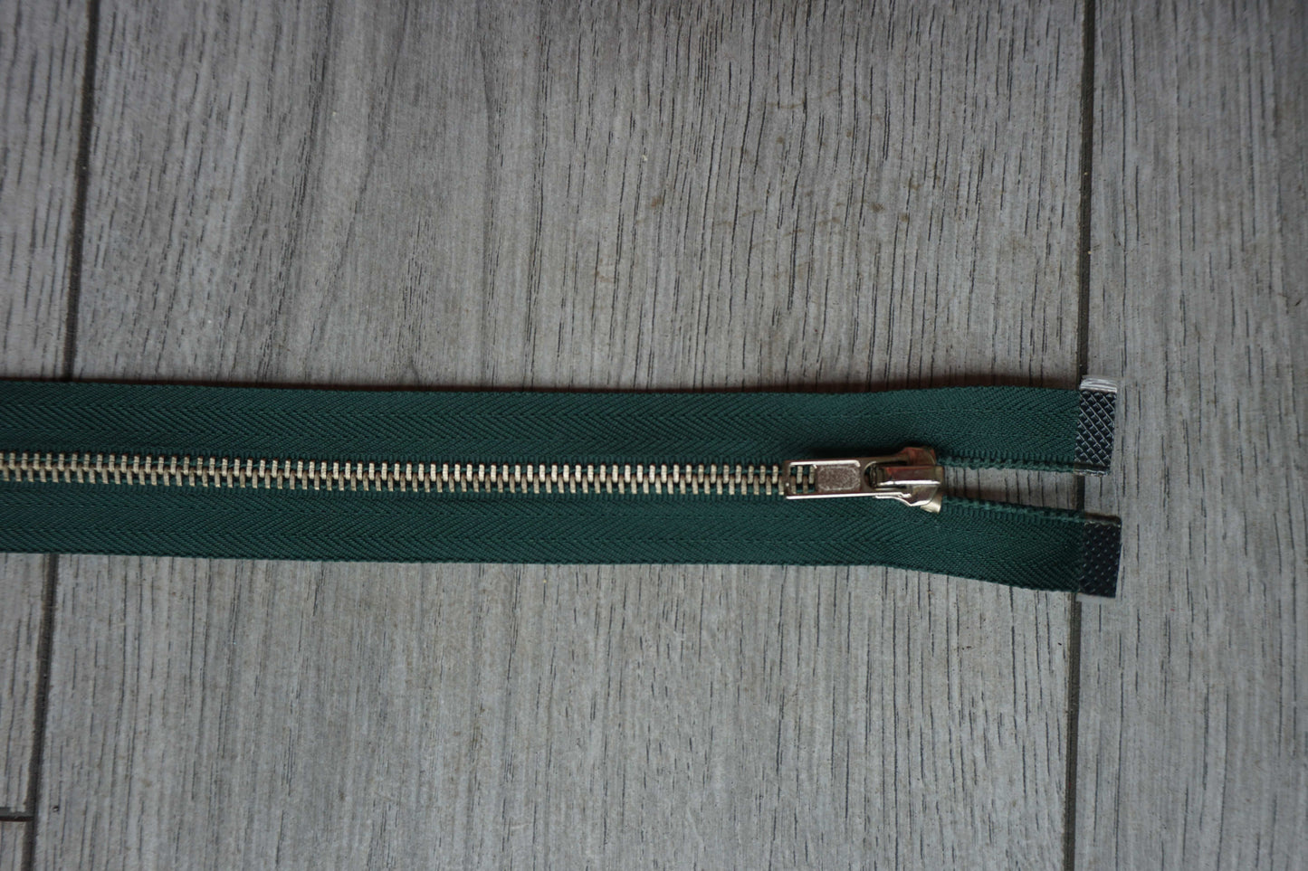 Open-Ended Dark Green Zipper with Brass Metal Teeth