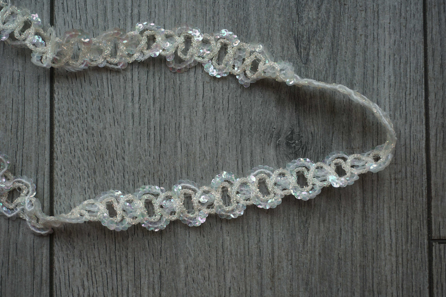 White & Clear Sequin Trim