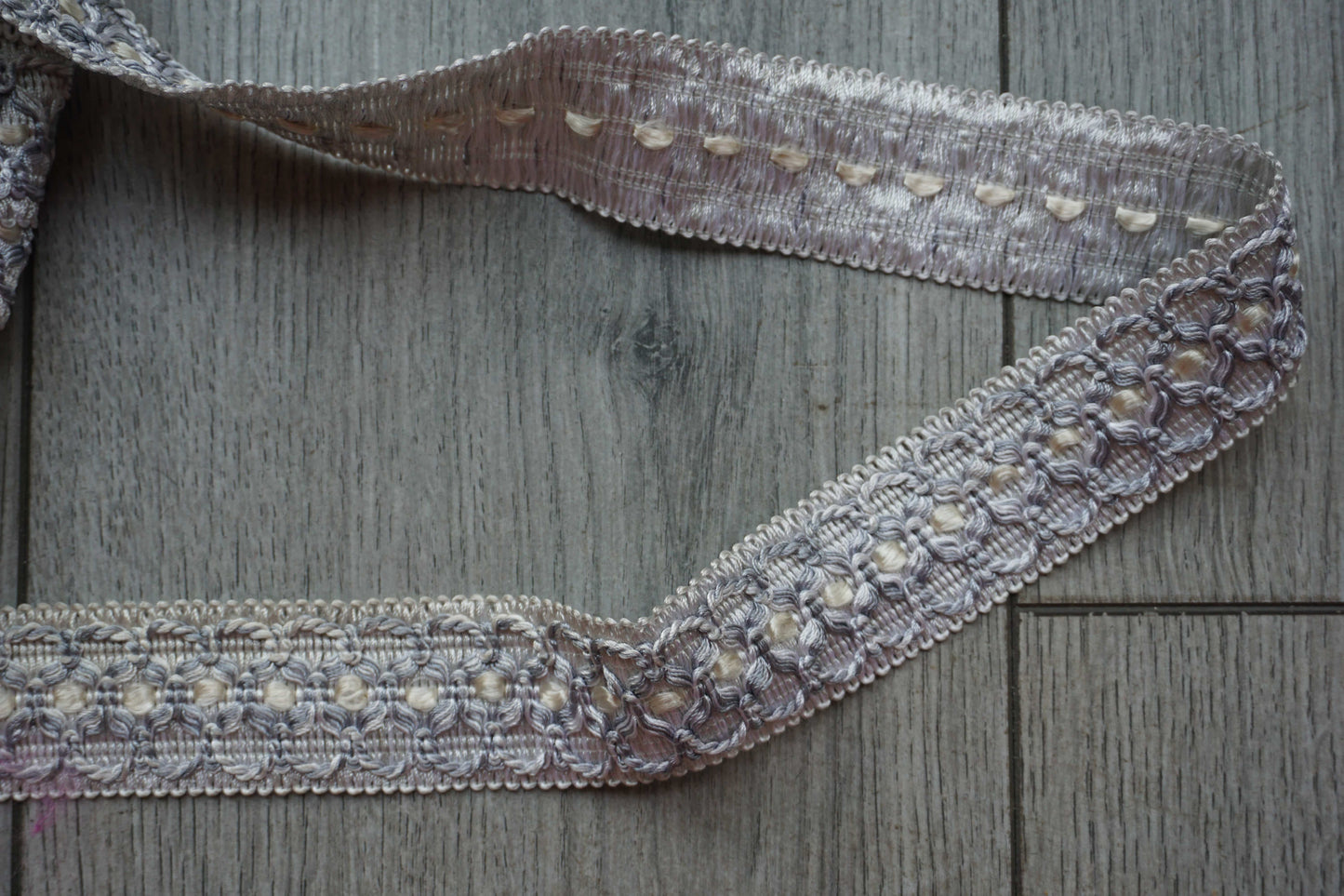 Gimp Scroll Braid Trim – Blue and Cream