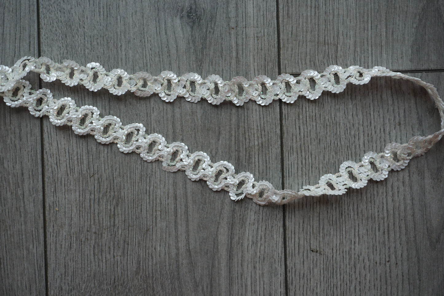 White & Clear Sequin Trim