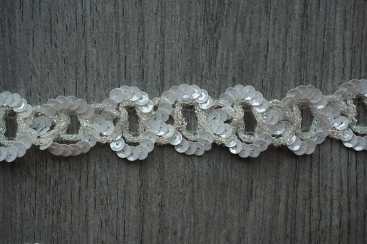 White & Clear Sequin Trim