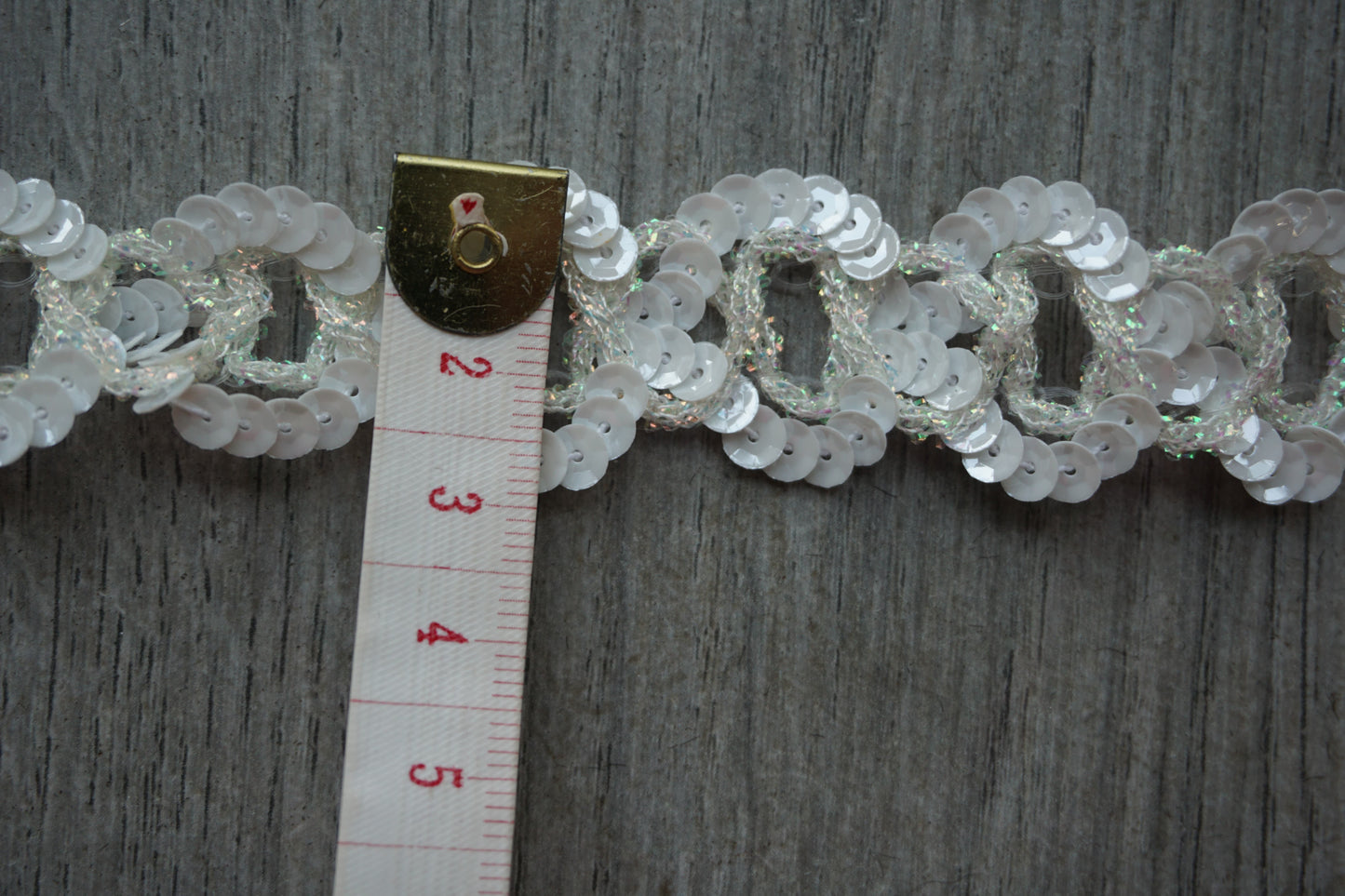 White & Clear Sequin Trim