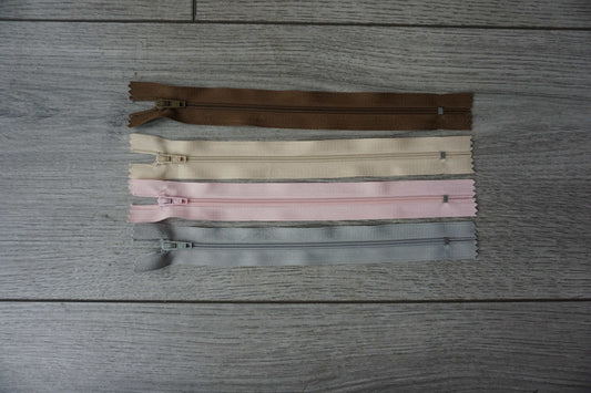 8 Inch Flat Zip – Brown, Beige, Pink & Grey