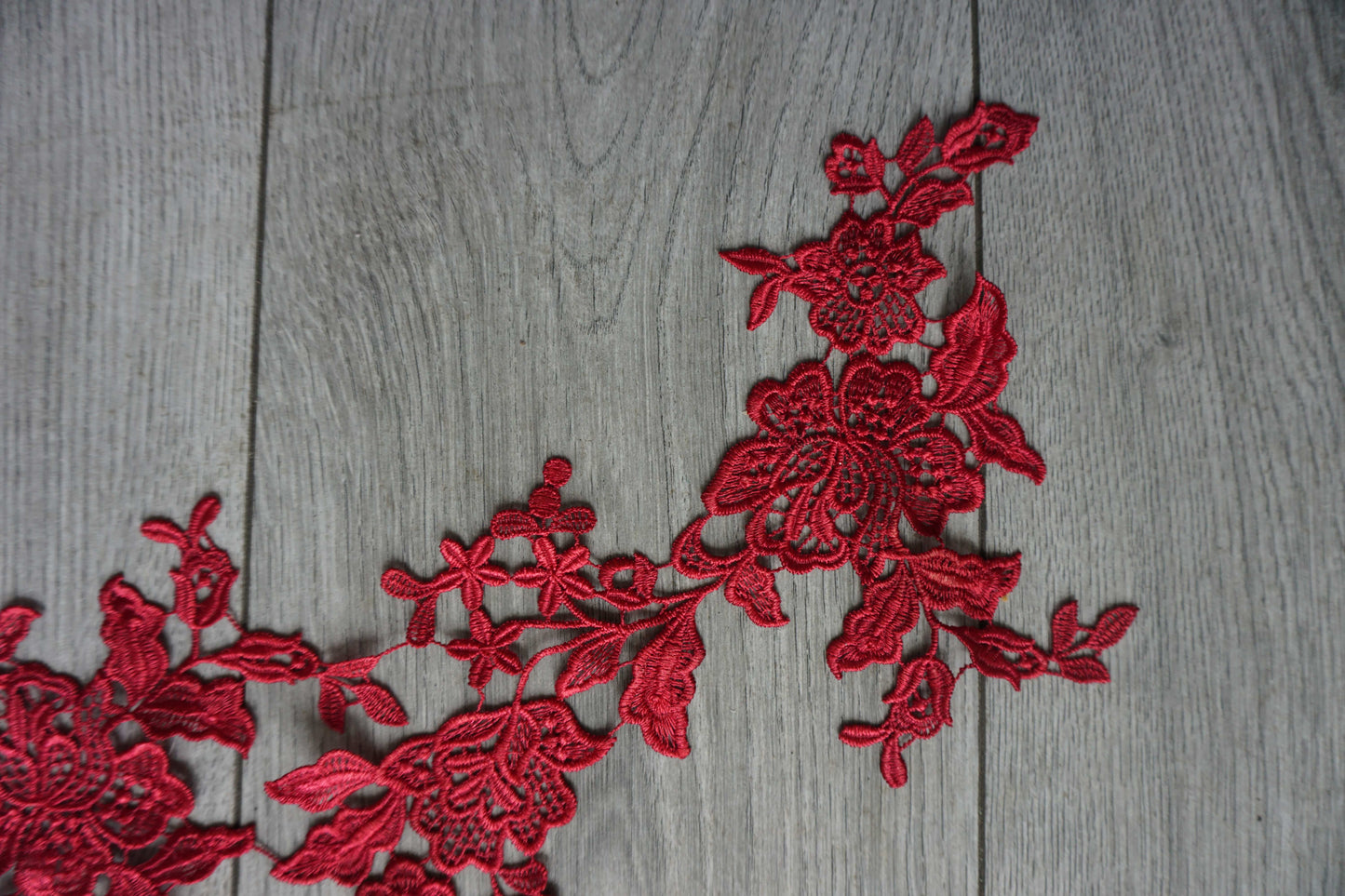 Red Floral Lace Appliqué