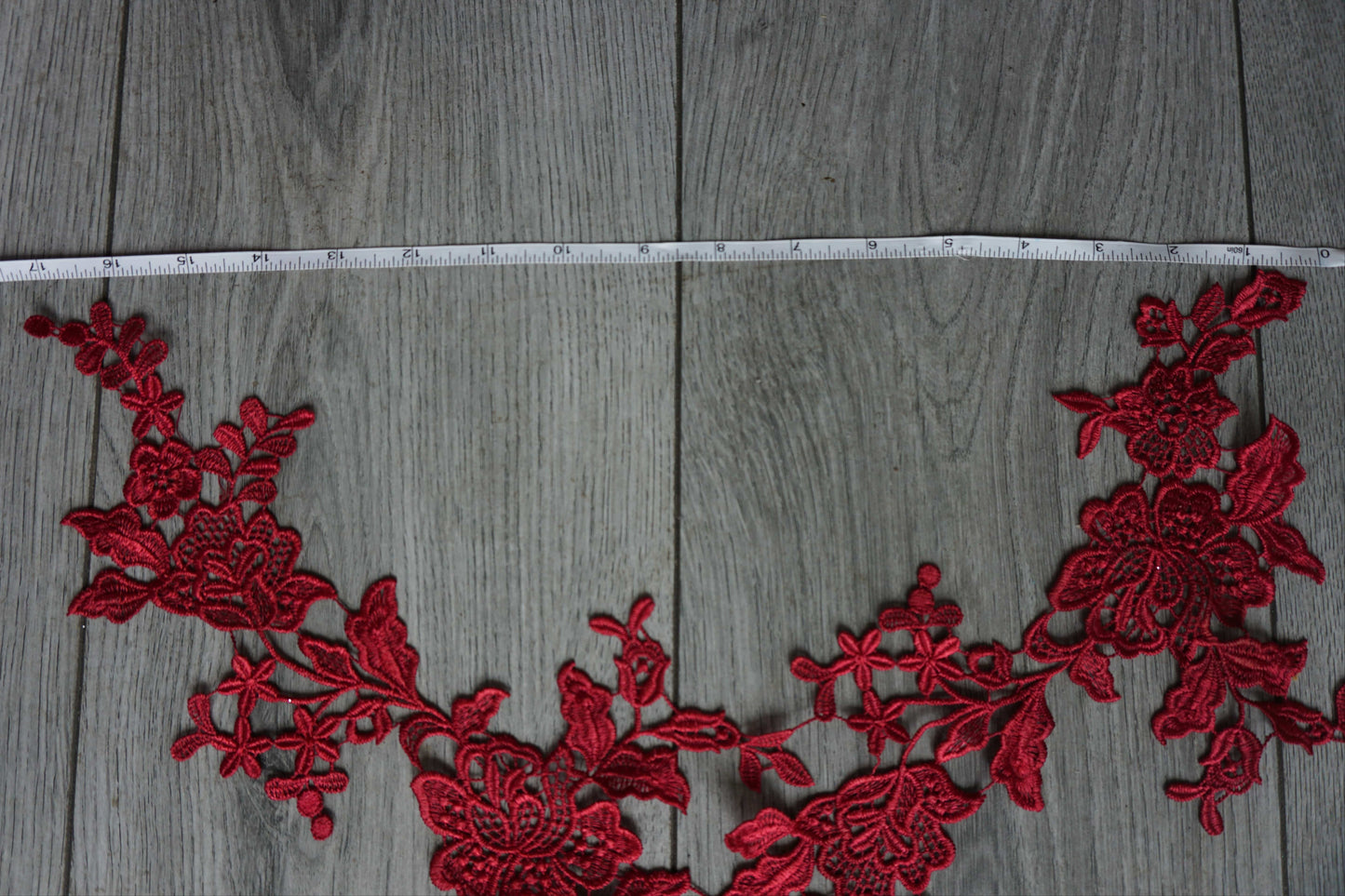 Red Floral Lace Appliqué
