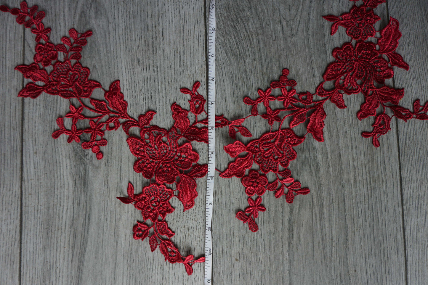 Red Floral Lace Appliqué