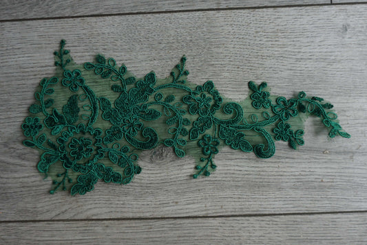 Emerald Green Floral Lace Appliqué