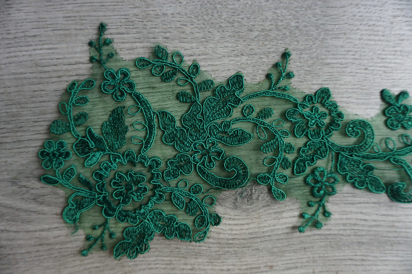 Emerald Green Floral Lace Appliqué