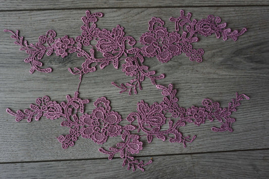 Dusty Pink Floral Lace Appliqué