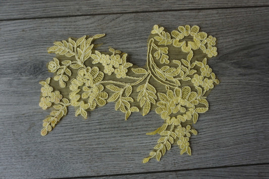 Yellow Floral Lace Appliqué