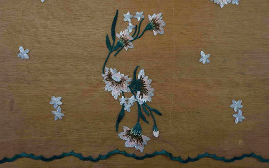 Nude mesh with Floral Embroidery and a Scalloped edge