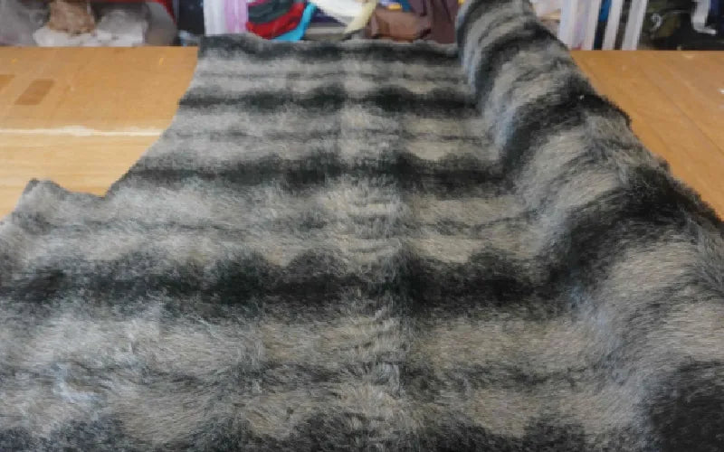 Grey & Black Stripe Faux Fur