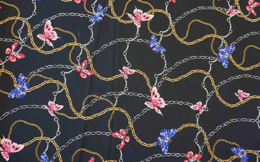 Butterfly Chain printed Satin.