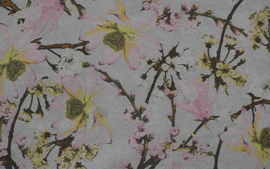 Grey & Pink Cherry Blossom Suede
