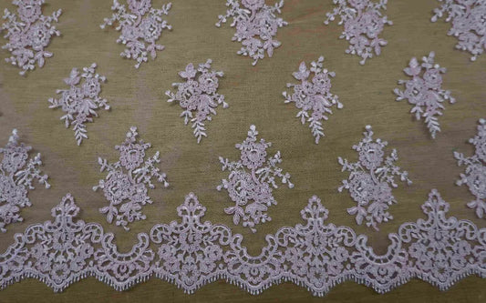 Pink & Blue Floral Lace With A Scalloped Edge