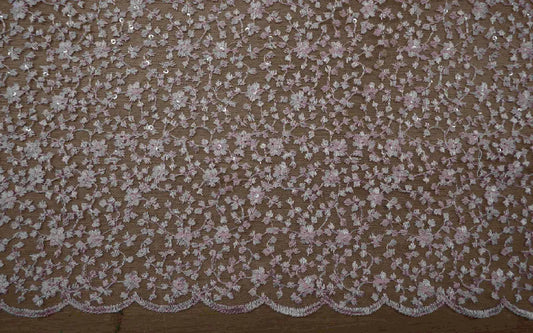 Sequin Floral Lace Blue & Pink