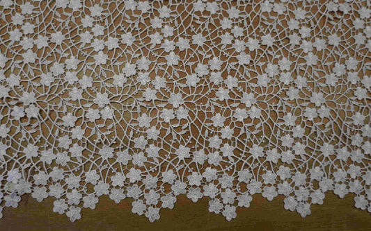 Floral Scallop Edged Lace Ivory & Pink