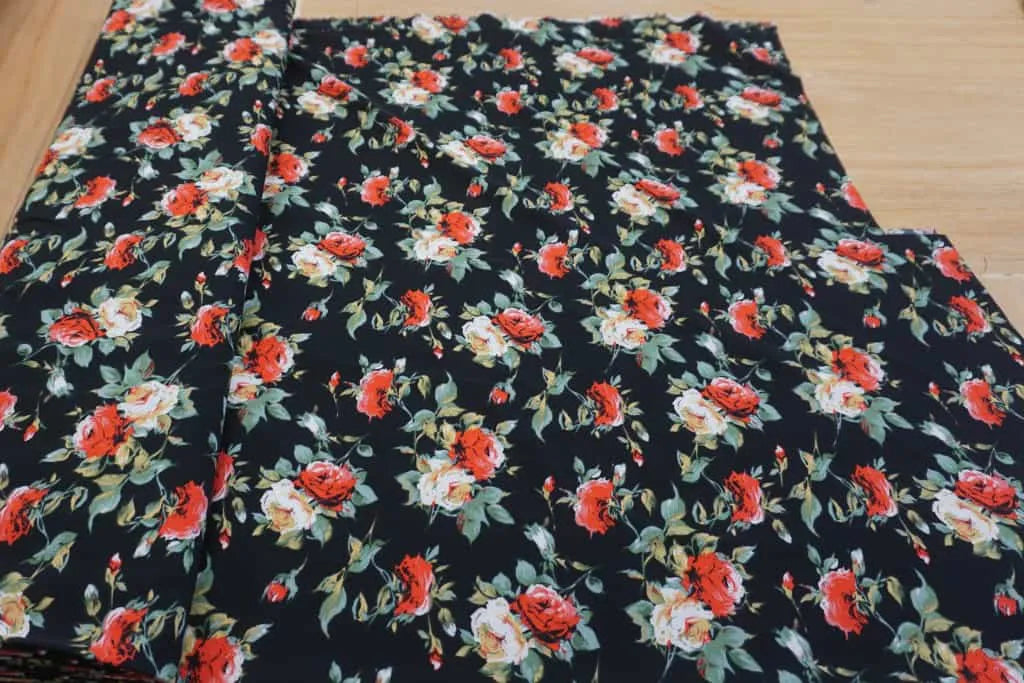 Red & Ivory Floral Print Jersey