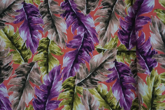 Vibrant Colour Feather Print Jersey