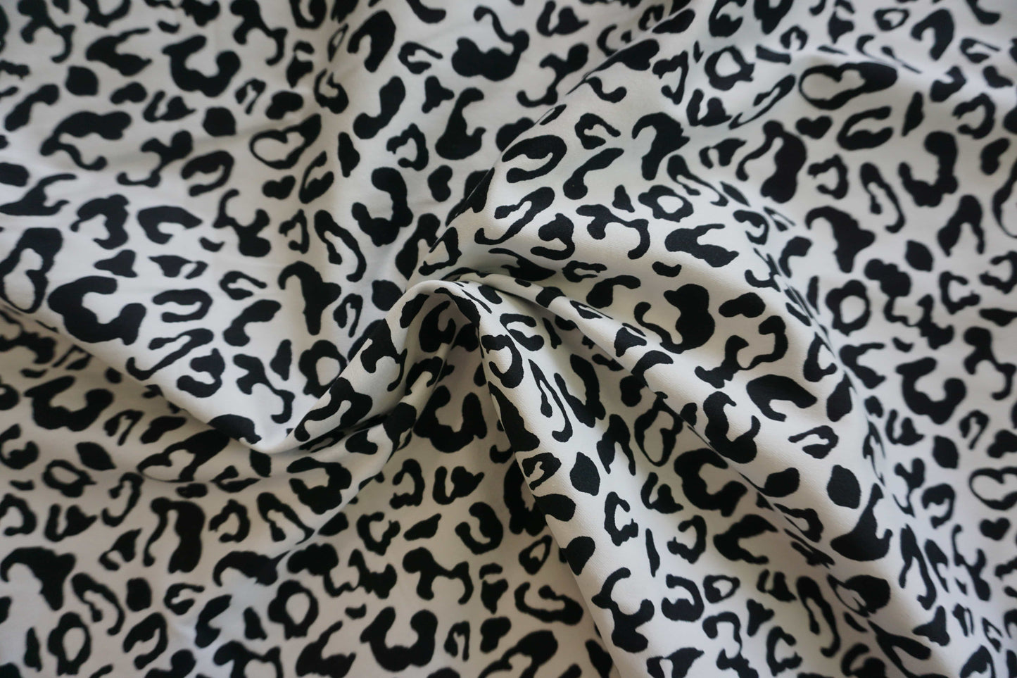 Black & White Leopard Print Stretch Cotton Fabric
