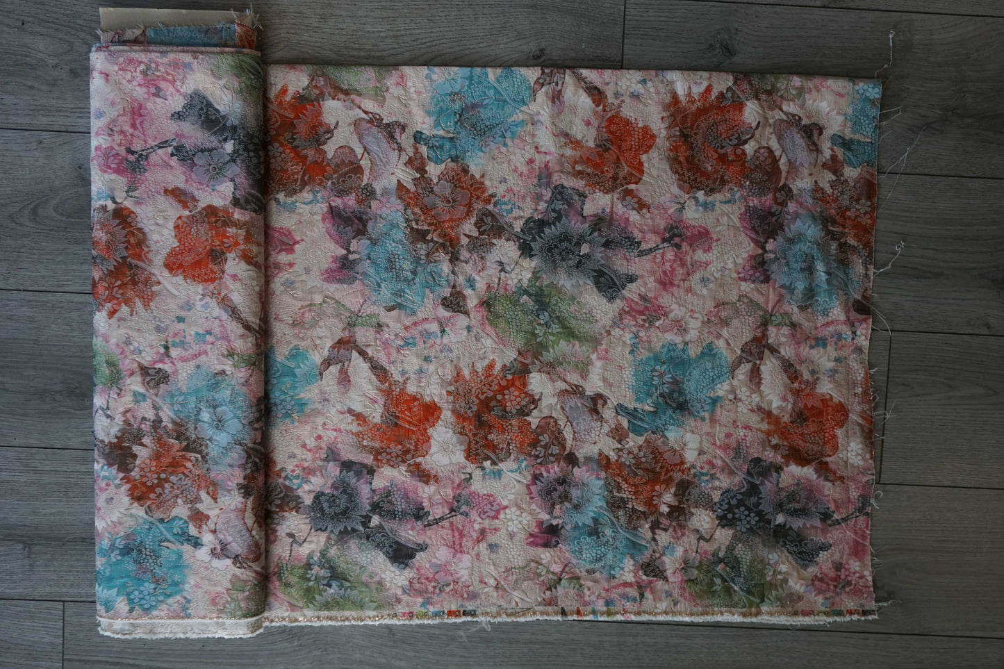 Vibrant Multi-Colour Brocade with Silver Shimmer