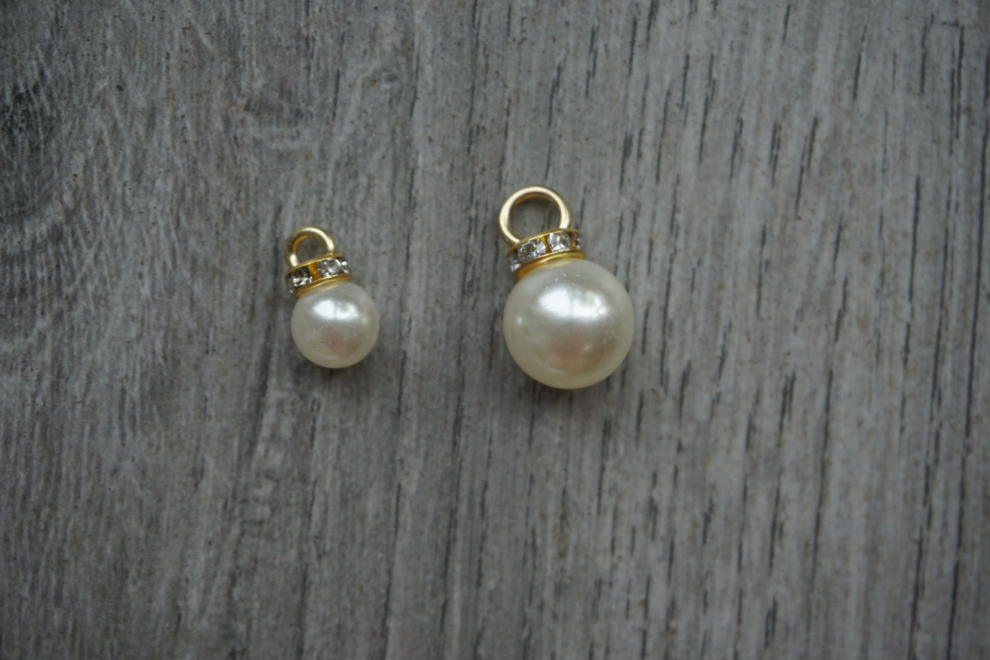 Faux Pearl Drop Charms with Rhinestone Accents Pack of 10
