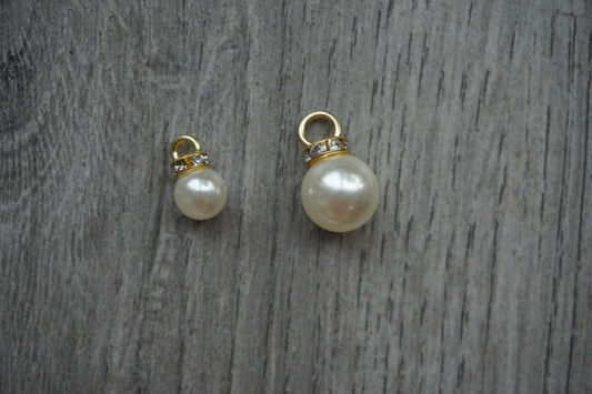 Faux Pearl Drop Charms with Rhinestone Accents Pack of 10