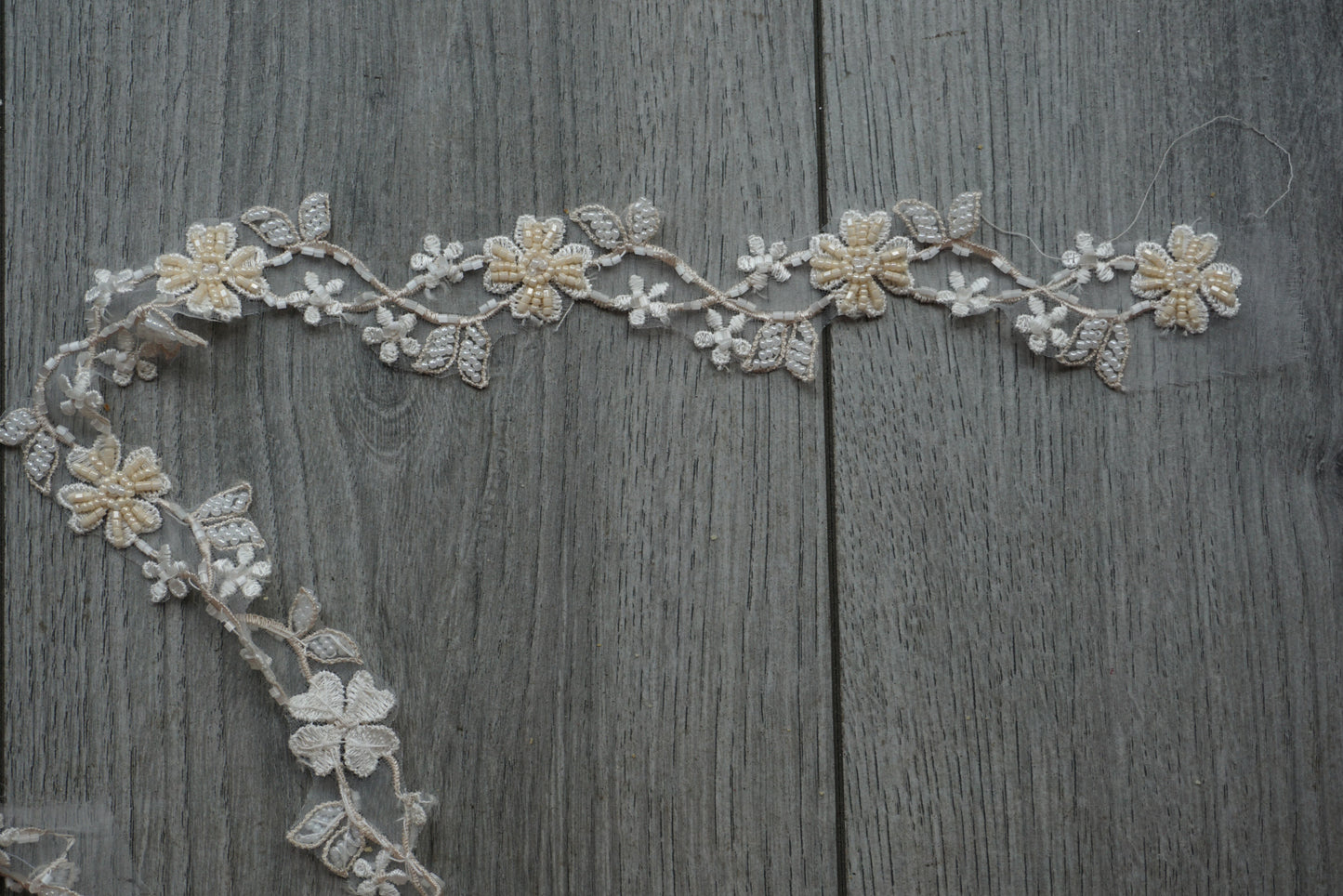 Floral Embroidery Sequinned Beaded Lace Trim