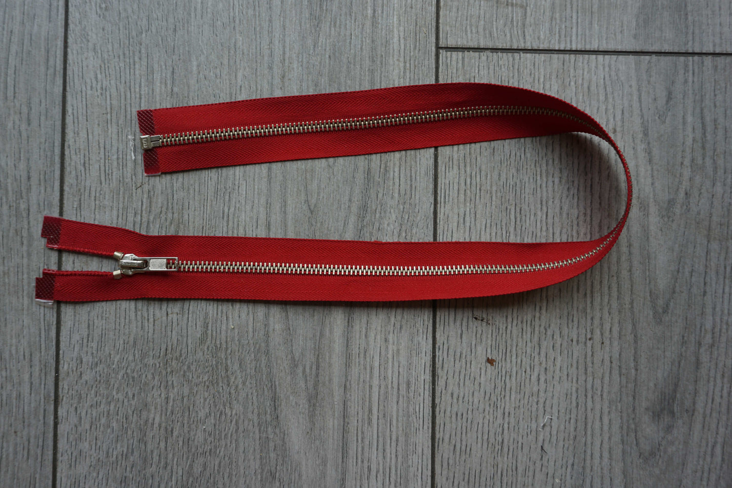 Red Brass Metal Open End Zip