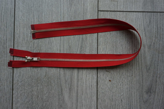 Red Brass Metal Open End Zip