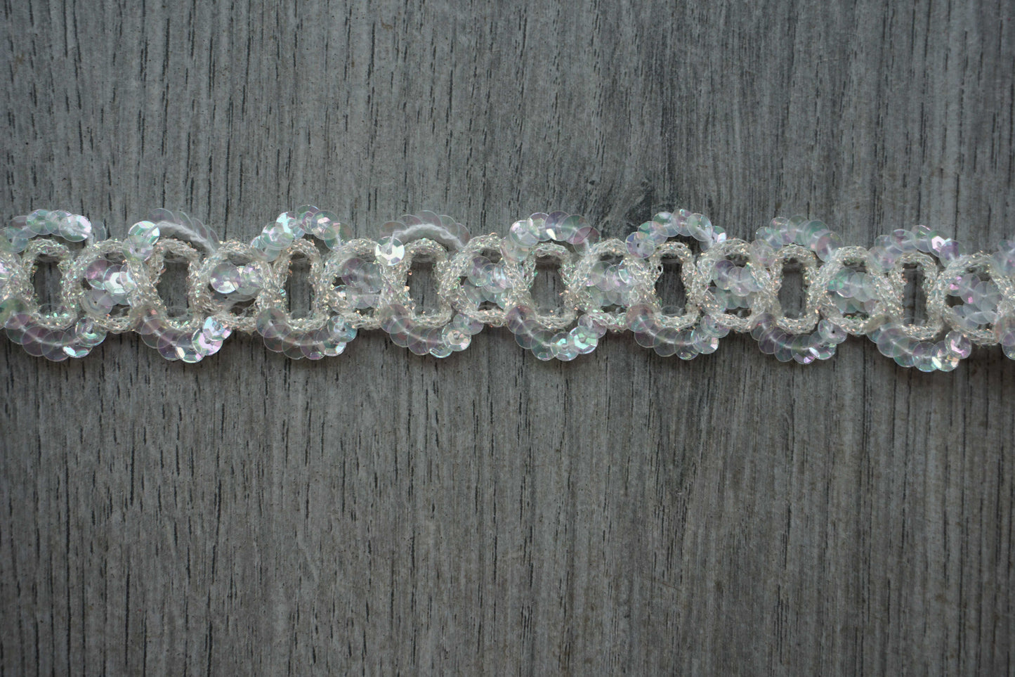 White & Clear Sequin Trim