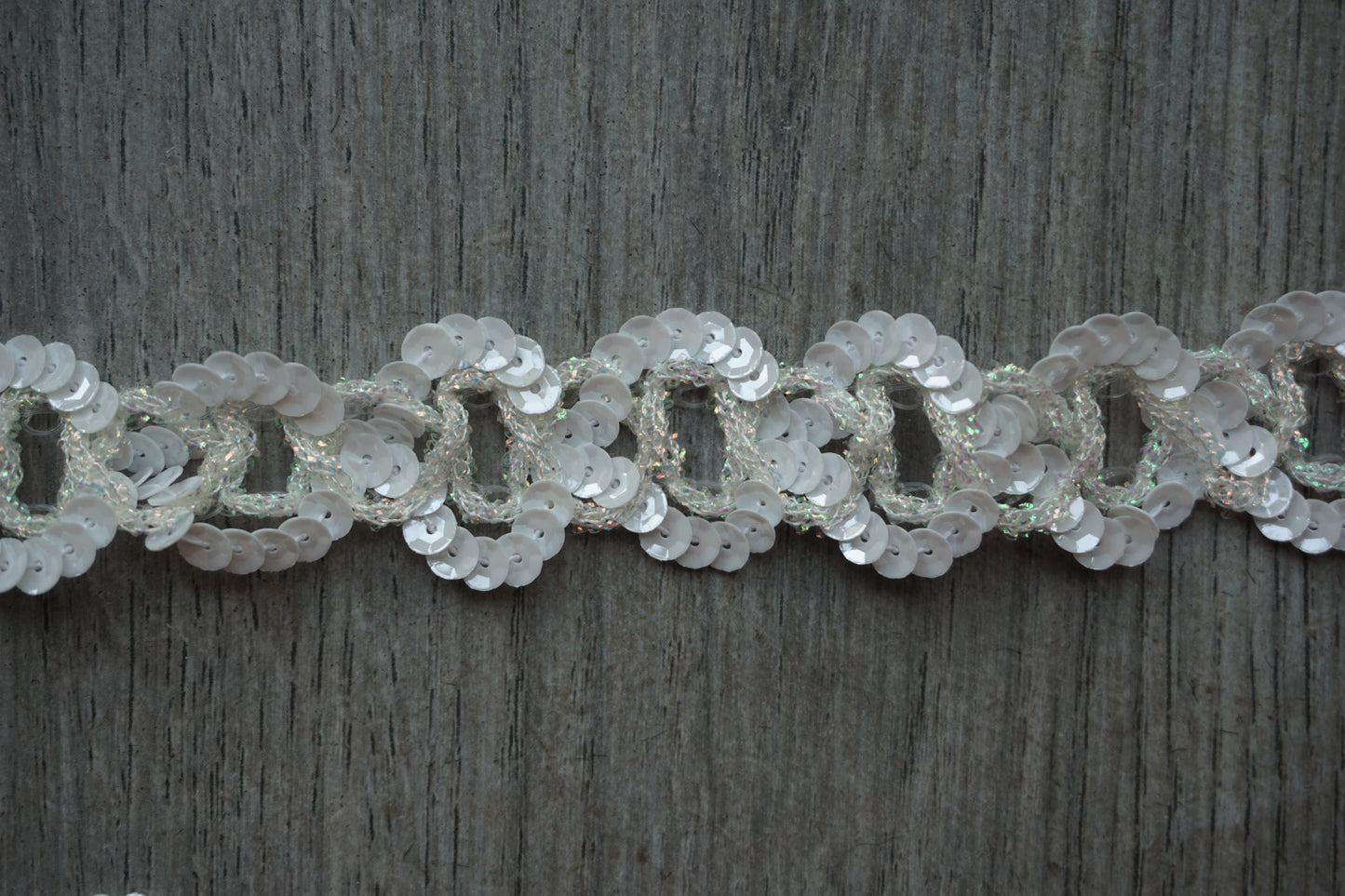 White & Clear Sequin Trim