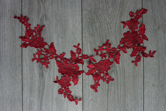 Red Floral Lace Appliqué