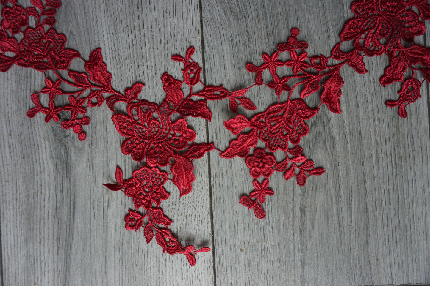 Red Floral Lace Appliqué