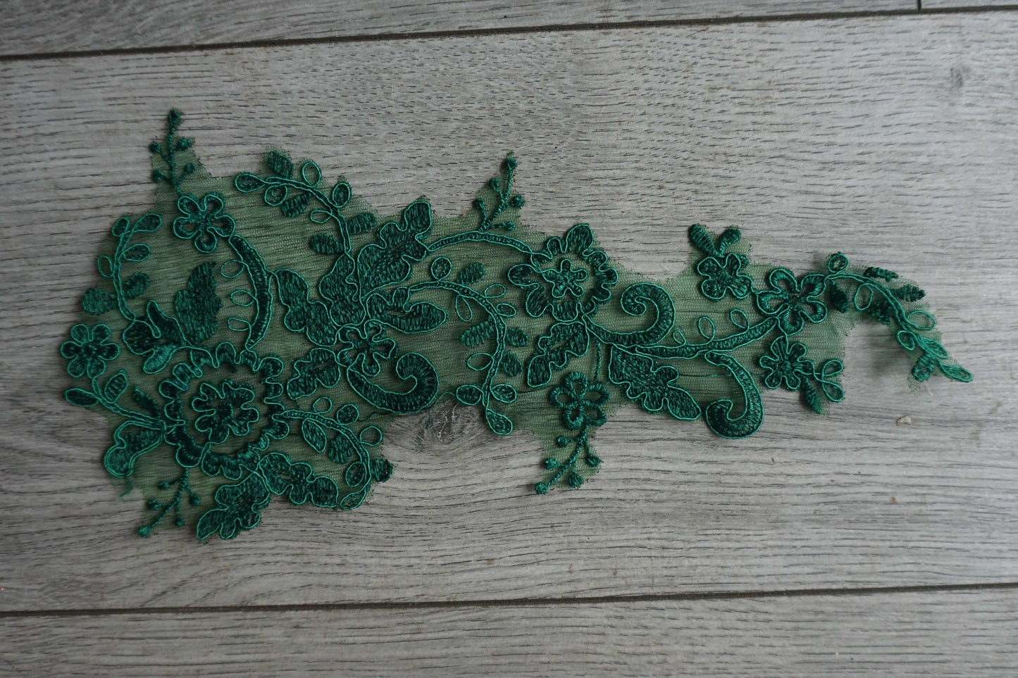 Emerald Green Floral Lace Appliqué