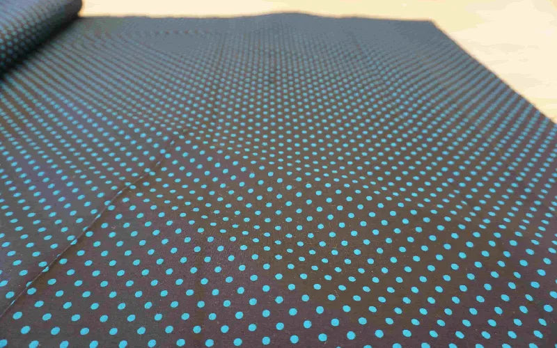 Teal Polka Dot Patterned Stretch Cotton