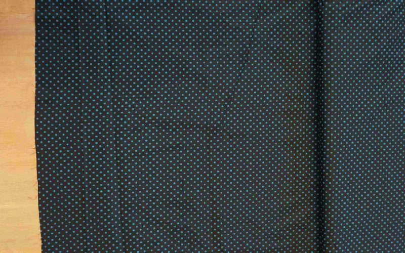 Teal Polka Dot Patterned Stretch Cotton
