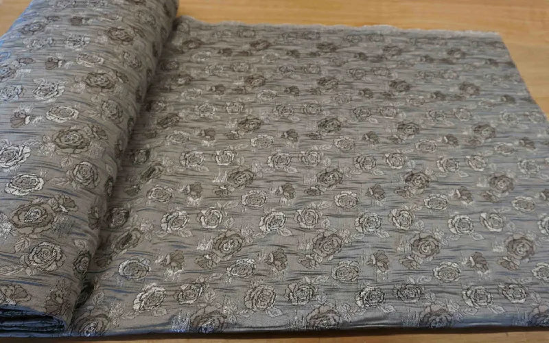 Silver Brocade with a Floral Pattern
