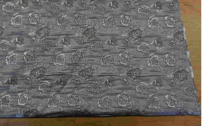 Silver Brocade with a Floral Pattern