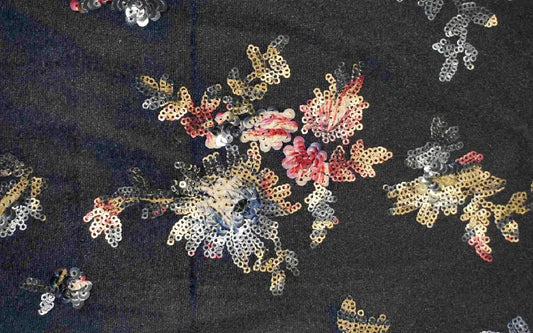 Black Velvet with Floral Sequin Design.